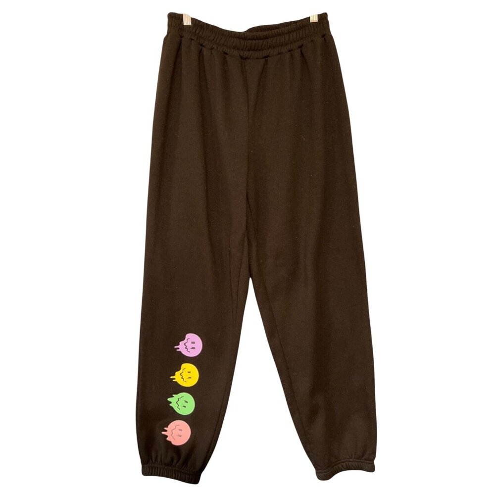 Shein Black Joggers Smiley Graphics